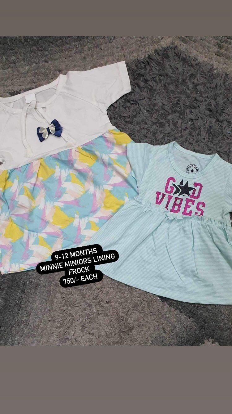 Kids Girls Summer Pack of 2 Branded Pack 9-12 Months: Branded Stylish Frocks