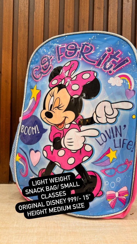 Kids Girls Boys Snack Bag Pack High Quality Single Zipper 15 Inch Minnie Mouse