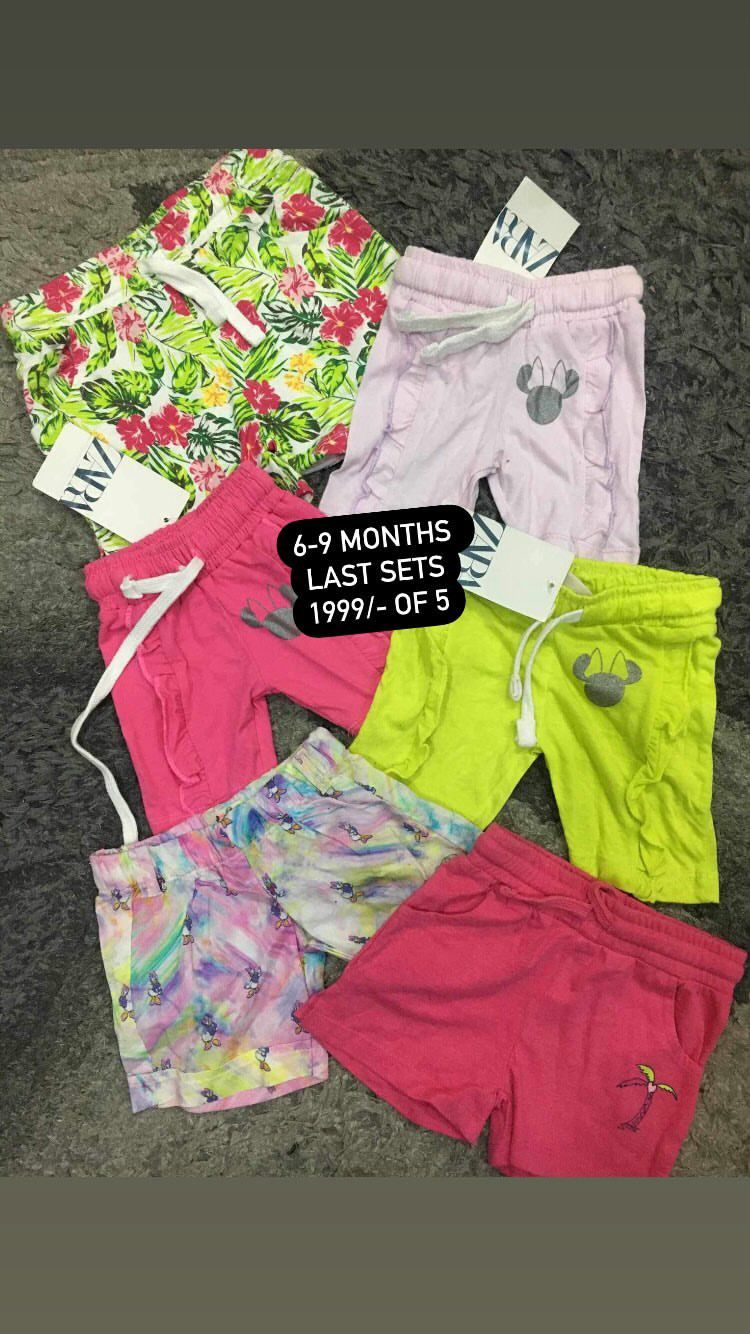 Kids Girls Shorts Pack of 5 Summer Branded Imported 6-9 Months