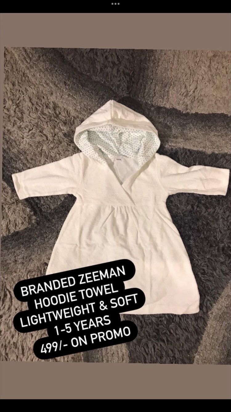 Kids Girls Boys Bath Towel Hoodie style 1-5 Year Imported Zeeman Brand