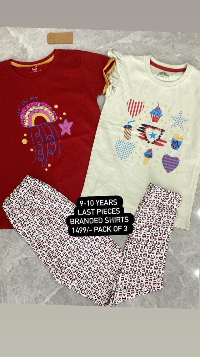 Kids Summer Sale Imported Branded;Pack of 3 Shirts with Tights