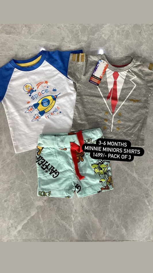 Kids Infant Summer Sale Branded Shirts with Shorts Pack of 3