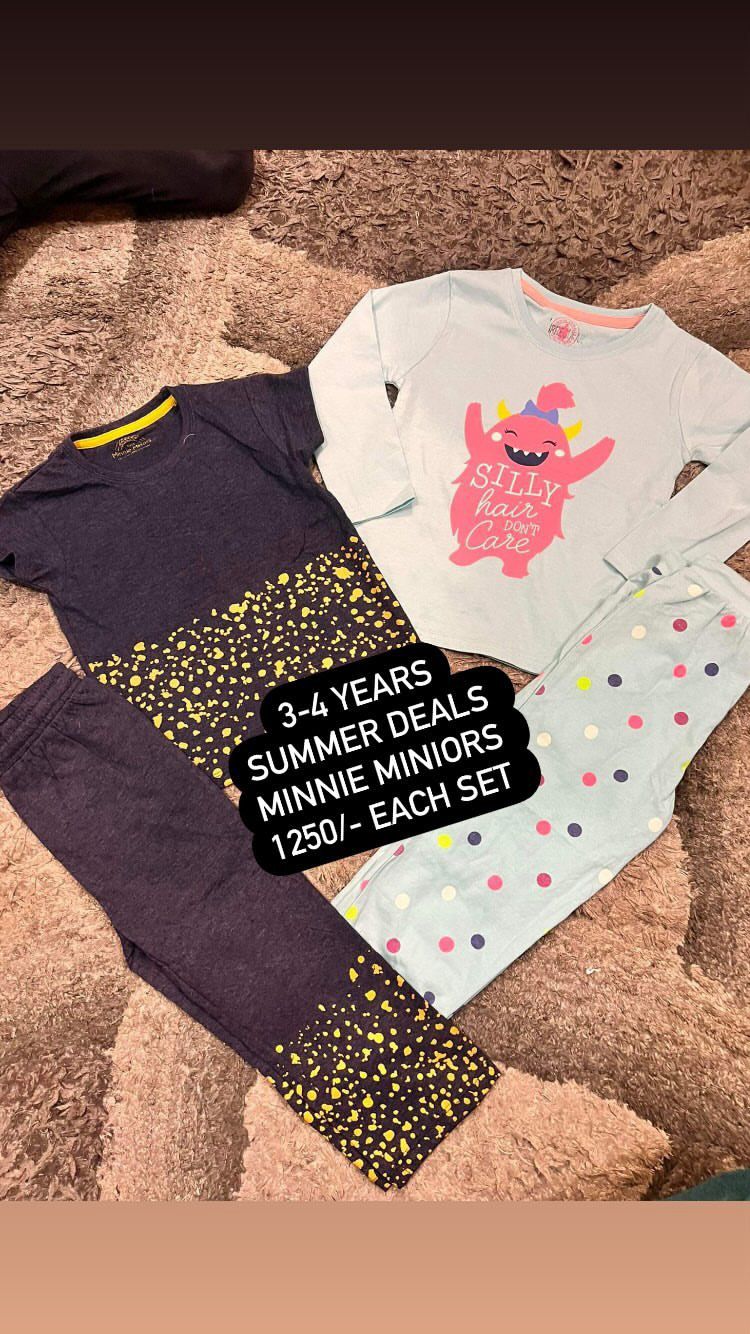 Kids Girls Boys Summer Pj Suit Original Minnie Minors 3-4 Year