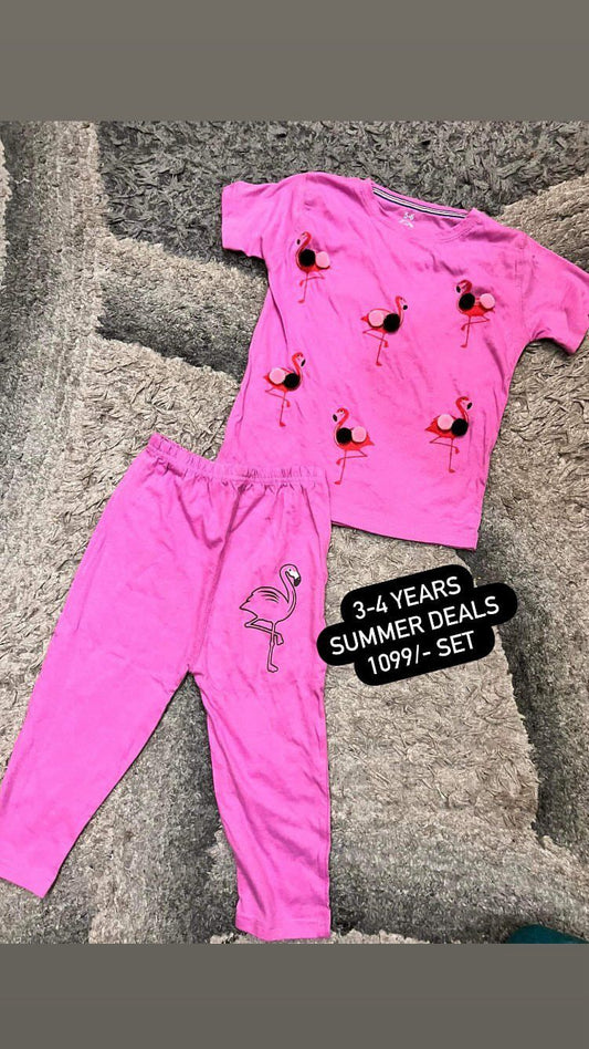 Kids Girls Summer Pack of 2 Pj Suit Branded Imported 3-4 Year
