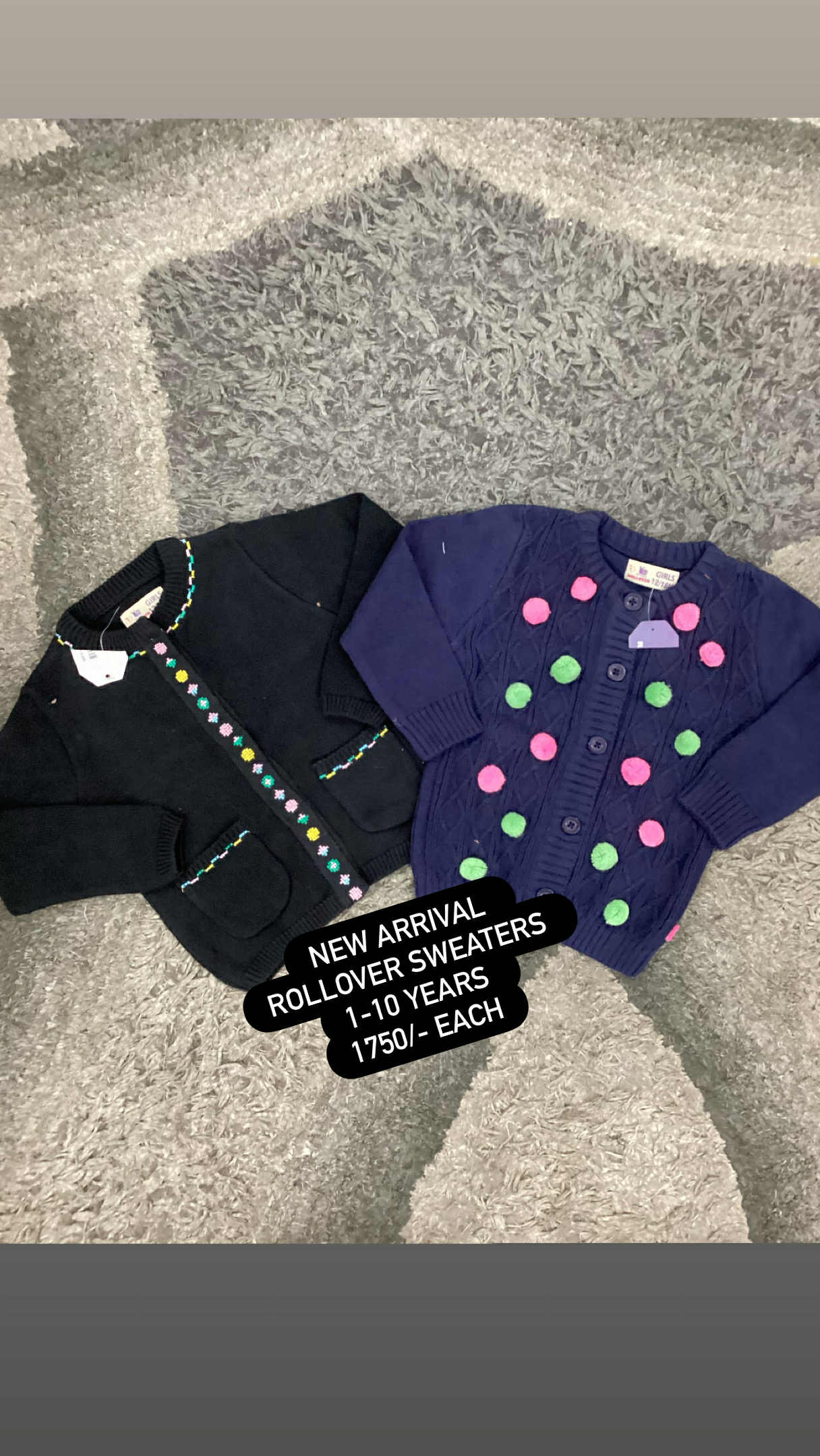 Kids Girls Button Affordable Baby Outfits –- Winter Original Minnie Minros Button Sweater