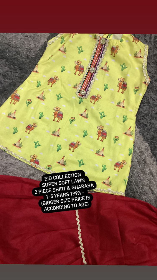 Kids Girls Summer Eid Collection 2024 2 Piece Suit Cotton Lawn Stuff Branded