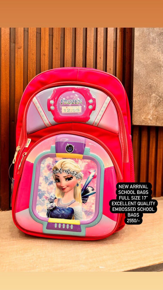 Kids Girls Boys 3D Embossed School Bag 17 Inches Height Excellent Quality Frozen