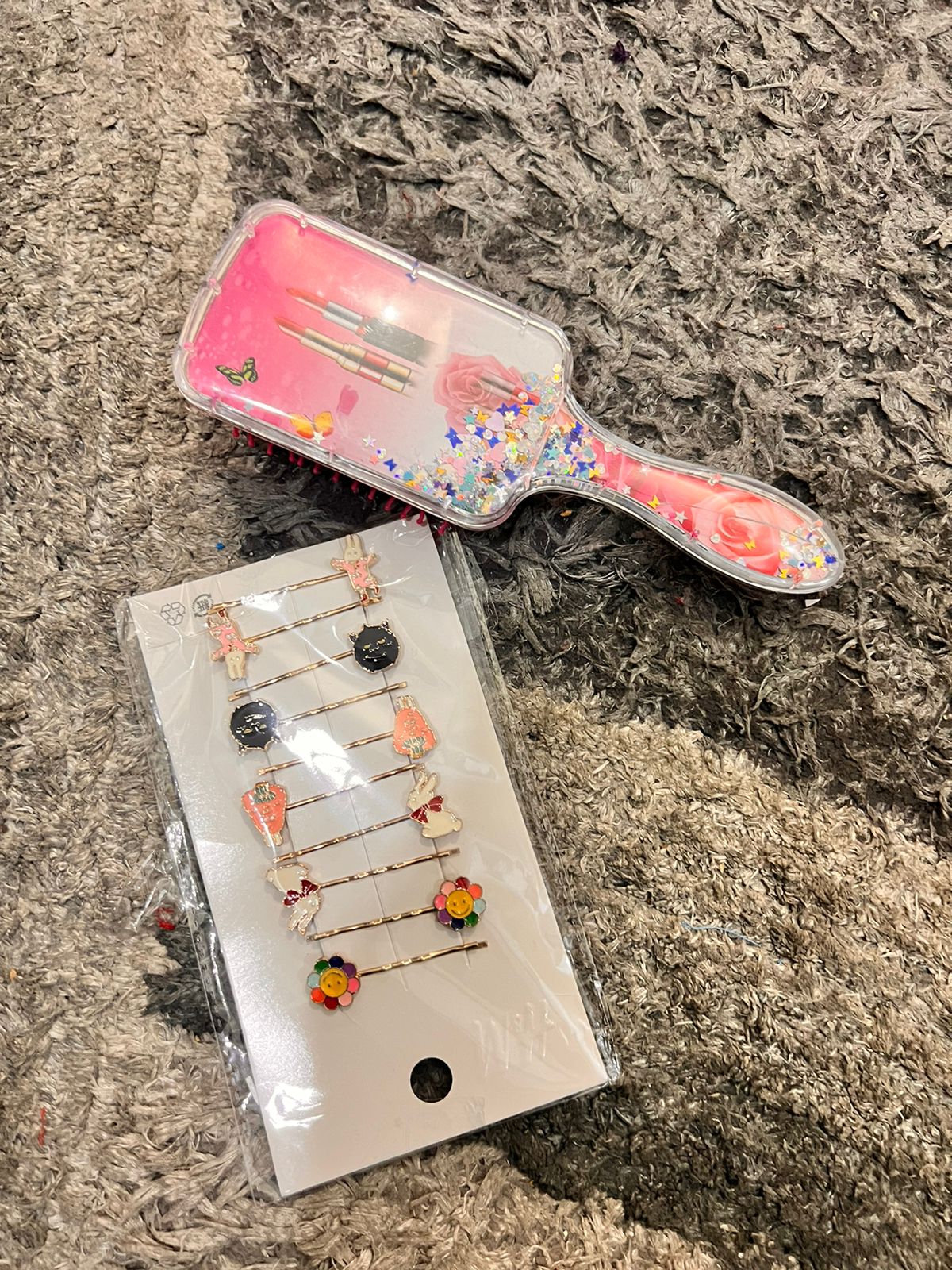 Pack of 2: Imported Girls Brush with Full Pack of Pins Blessed Sale