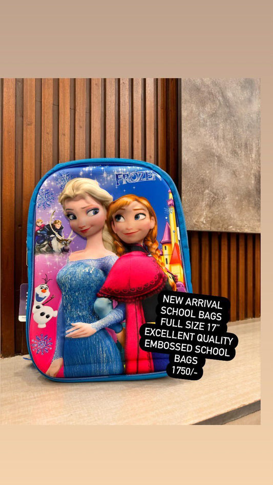 Kids Girls Boys 3D Embossed School Bag 17 Inches Height Excellent Quality Frozen