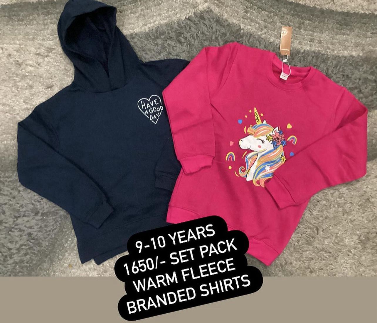 Kids Girls Winter Gala Sale Pack of 2 Winter Fleece Shirts Pack 9-10 Years 1Fleece Hoodie with Shirt