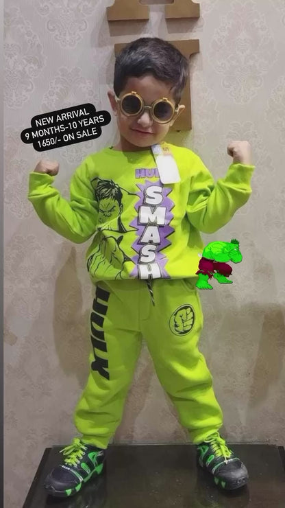 Kids Girls Boys New Arrival 2023 Warm Fleece Set Branded Mars Kids (Hulk)