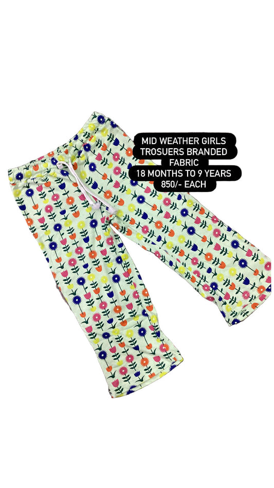 Kids Girl Affordable Baby Outfits –- Printed Branded Cotton Trousers
