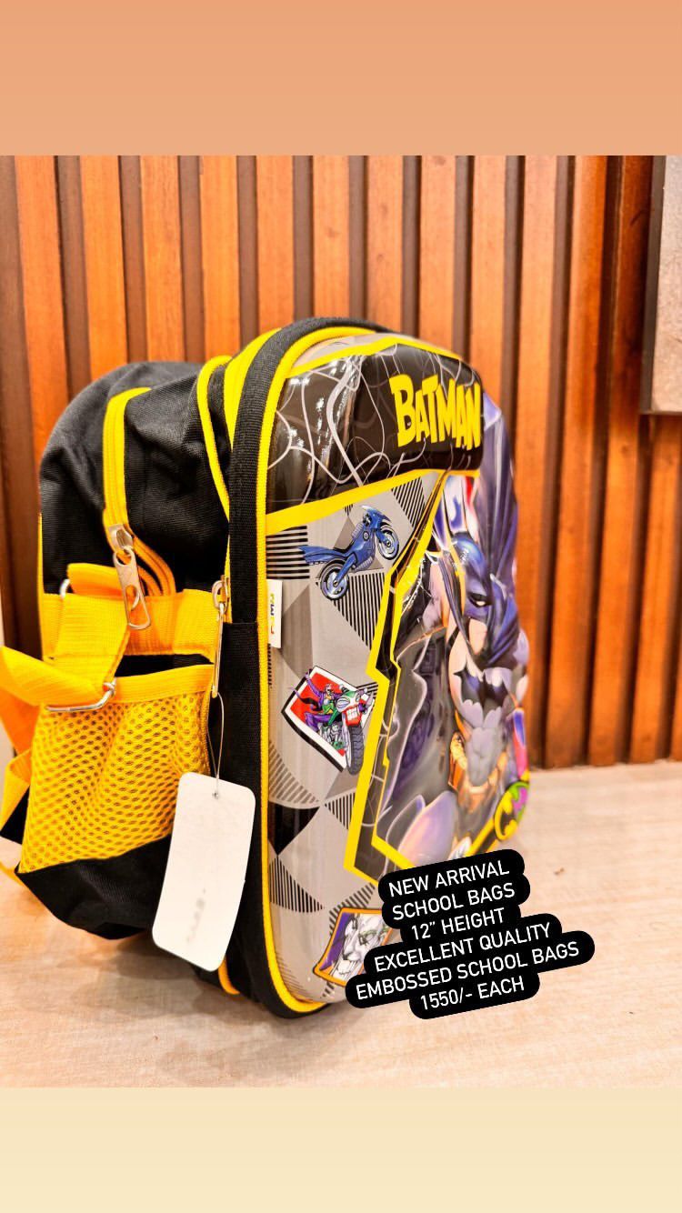 Kids Girls Boys 3D Embossed School Bag 12 Inches Height Excellent Quality Batman