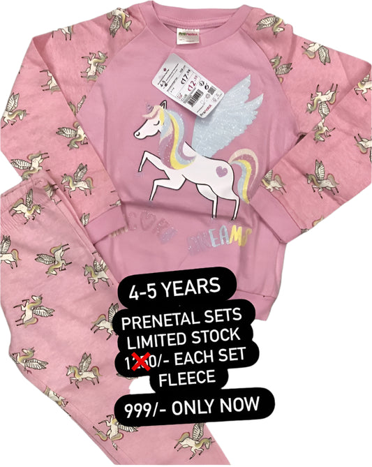 Kids Girls Prenetal Original Unicorn Winter Fleece Warm Suit 4-5 Year