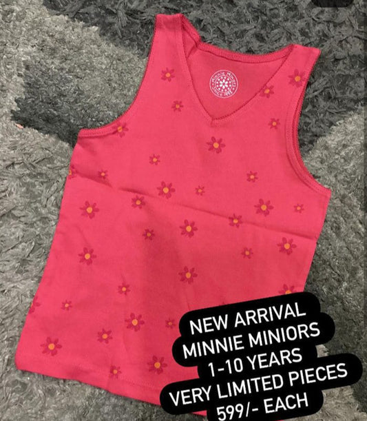Kids Girls Summer Original Minnie Minors TankTop Floral
