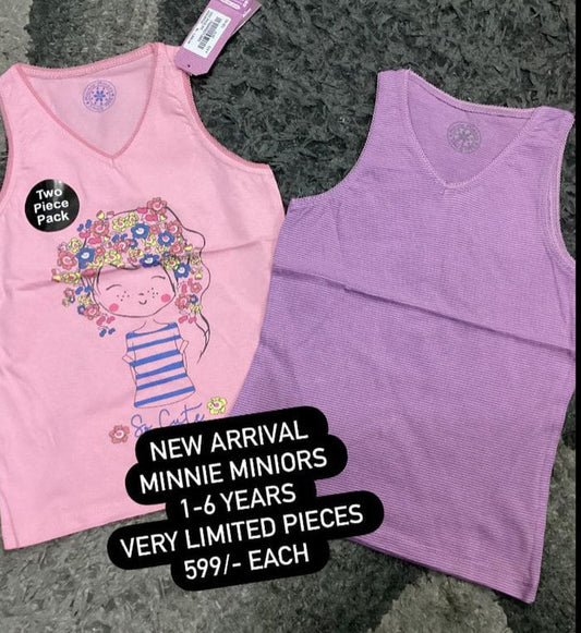Kids Girls Summer Original Minnie Minors TankTop Floral Pack of 2