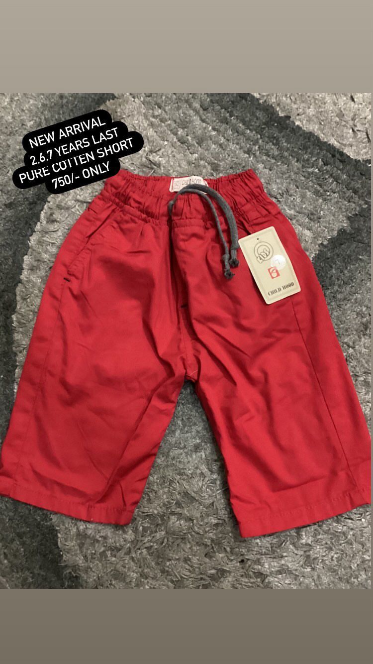Kids Boys Girls Summer Pure Cotton Shorts Red 2 Year and 7 Year