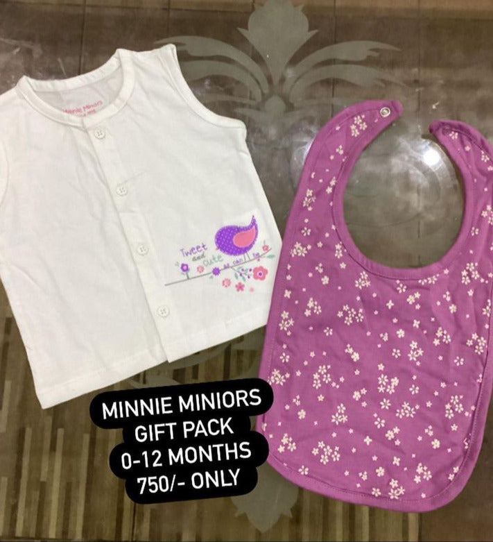 Kids Infant Minnie Minors Pack of 2 Button Shirt with Long Bib