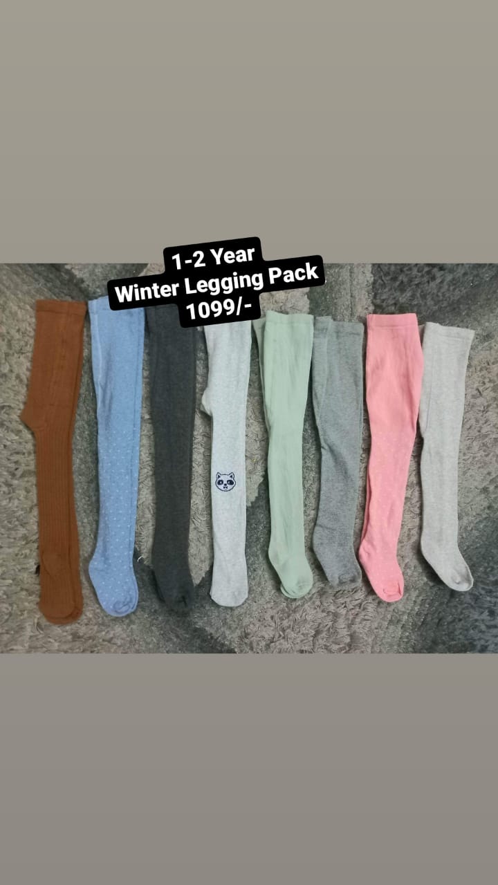 Kids Infant Girls Boys bottoms Winter Warm Leggings Pack of 3: 1-2 Year