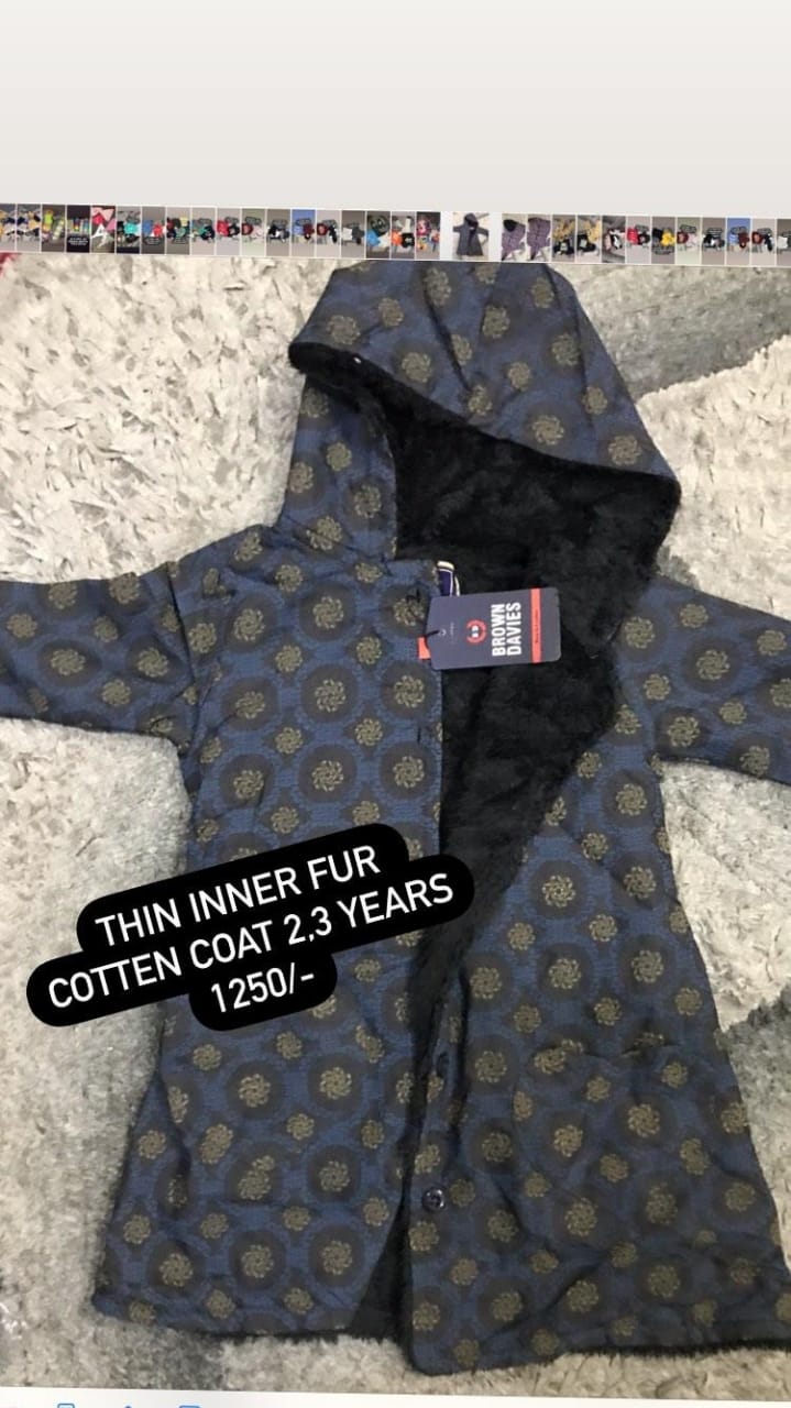 Kids Girls Inner Fur Coat Blue