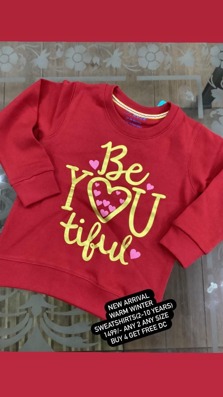 Kids Girls Winter Warm Sweatshirts Red (1-10Yr)