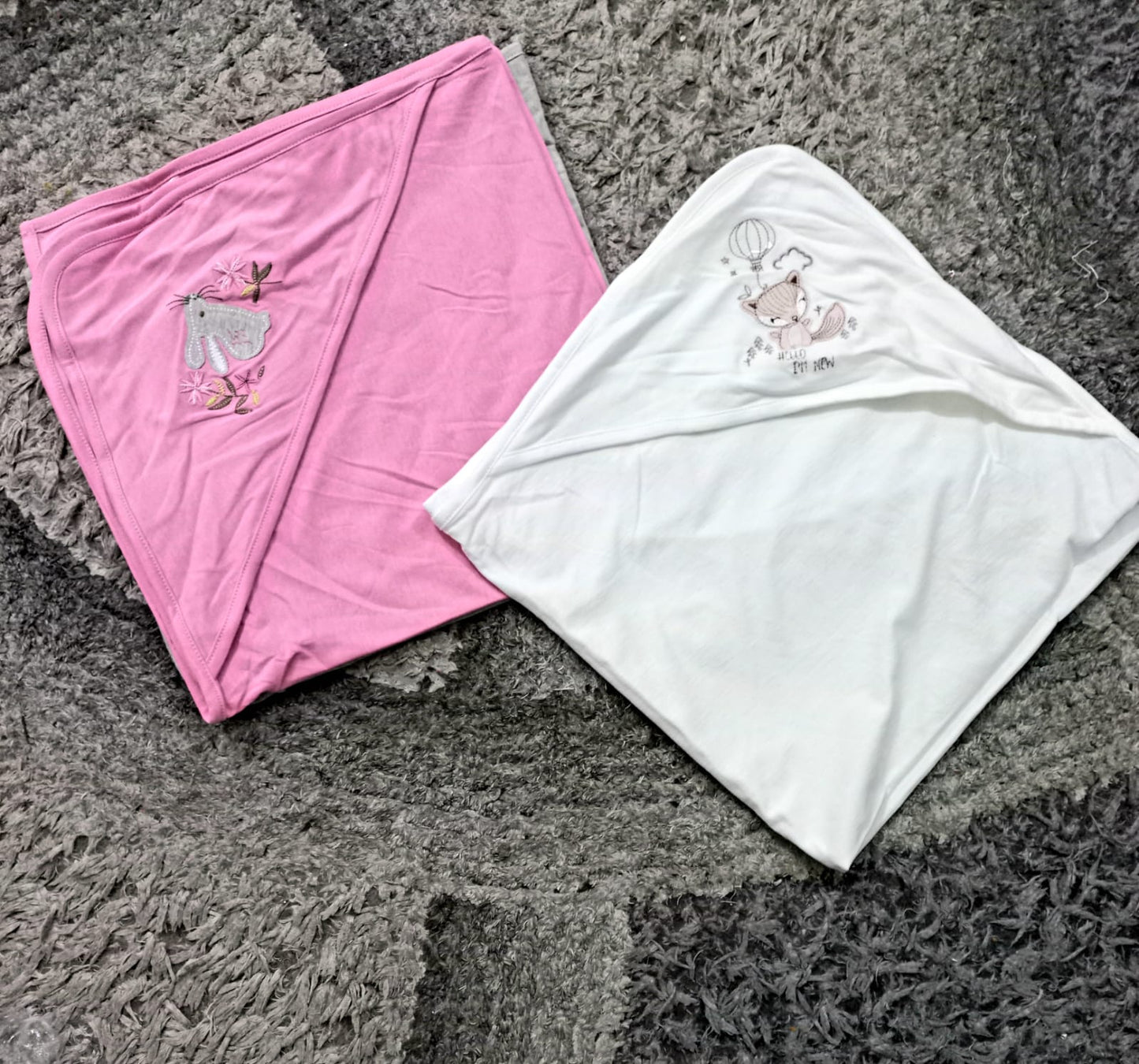 Kids Infant Minnie Minors Wrapping Sheet Embroided White & pink Pack of 2