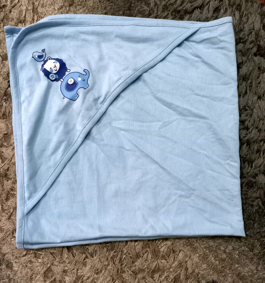 Kids Infant Minnie Minors Wrapping Sheet Embroided Sky Blue Elephant