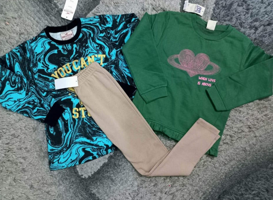 Kids Girls Any Sweat-Shirt With Tights Deal of 2 ( 7-8 Y)