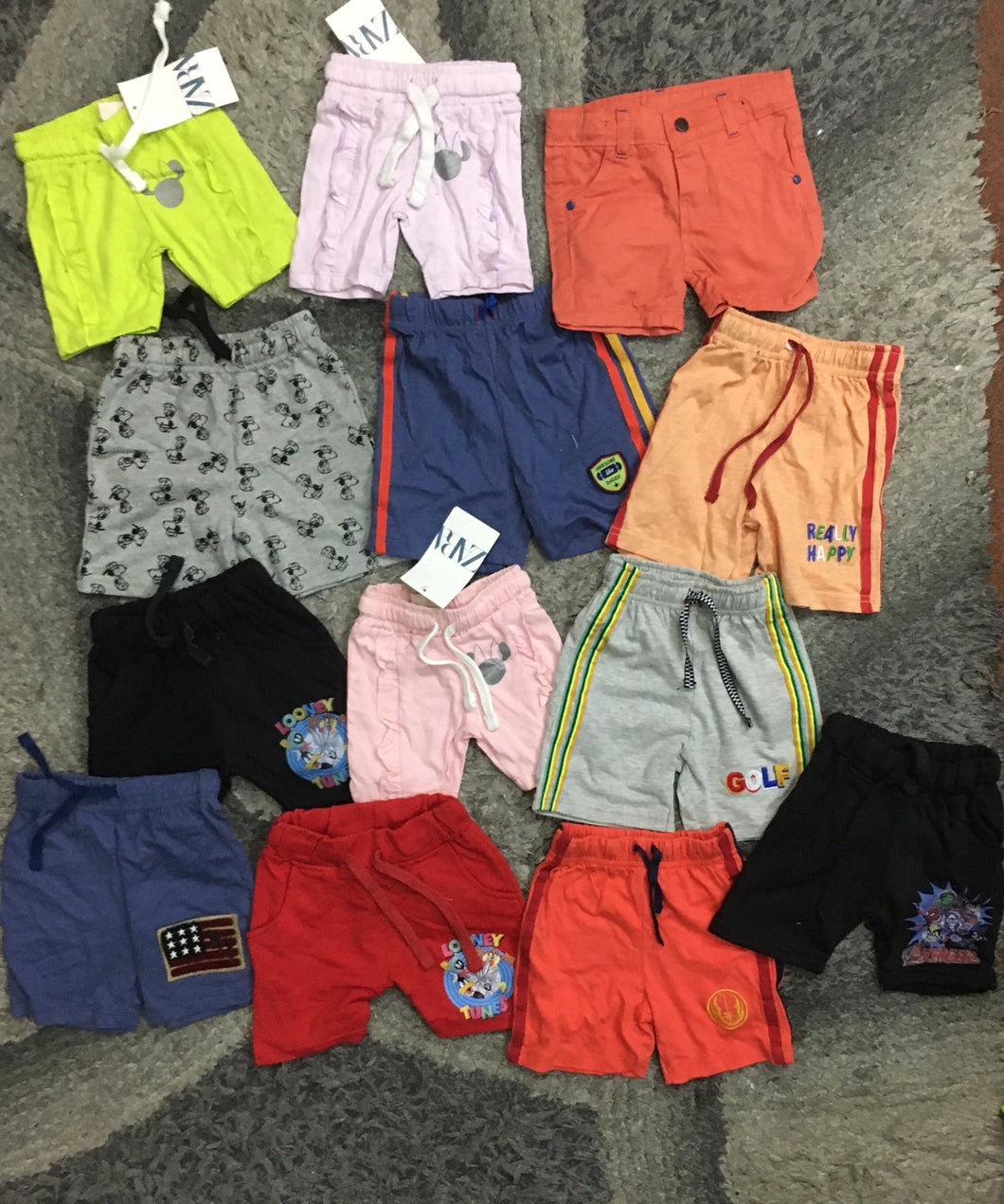 Kids Girls Boys Pack of 5 Branded Shorts (9-12M) (Random Colors)
