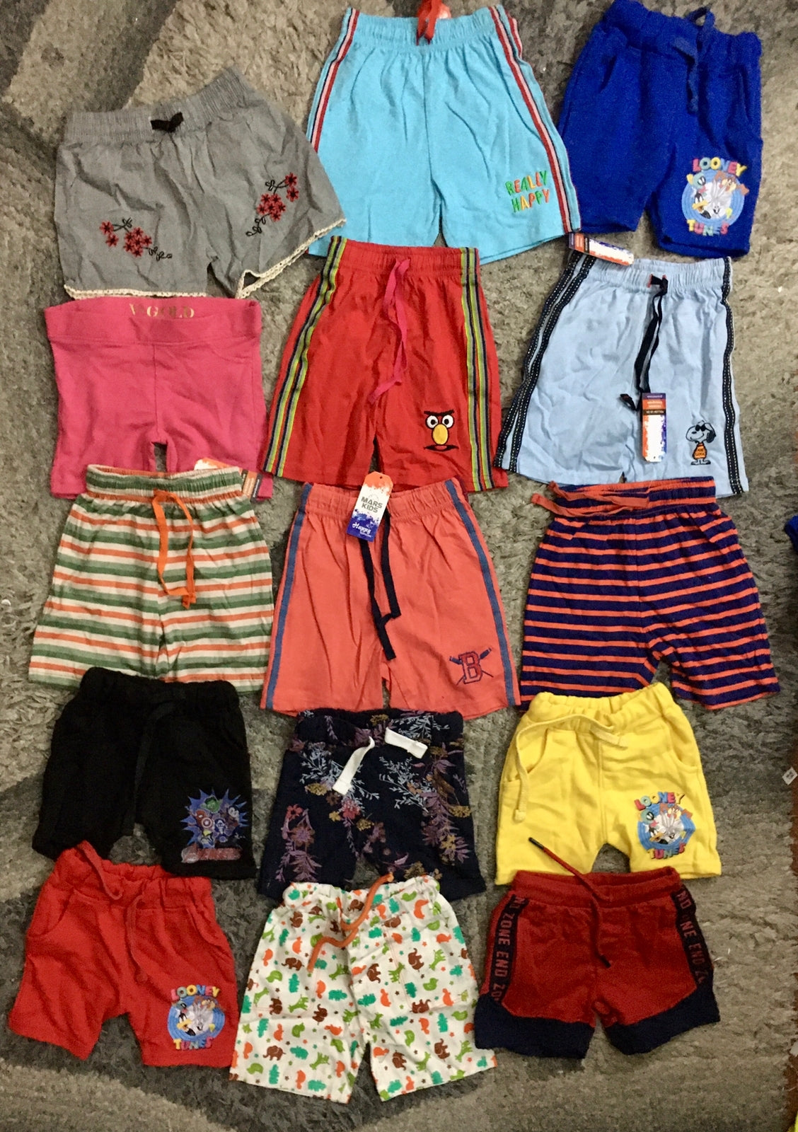 Kids Girls Boys Pack of 5 Branded Shorts (18-24M) (Random Colors)
