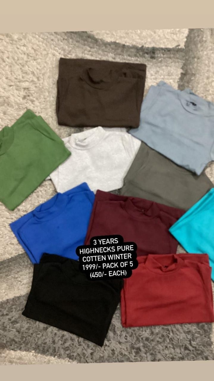 Kids Girls Boys Pack of 4 Mock Necks Random Colors 3 Year