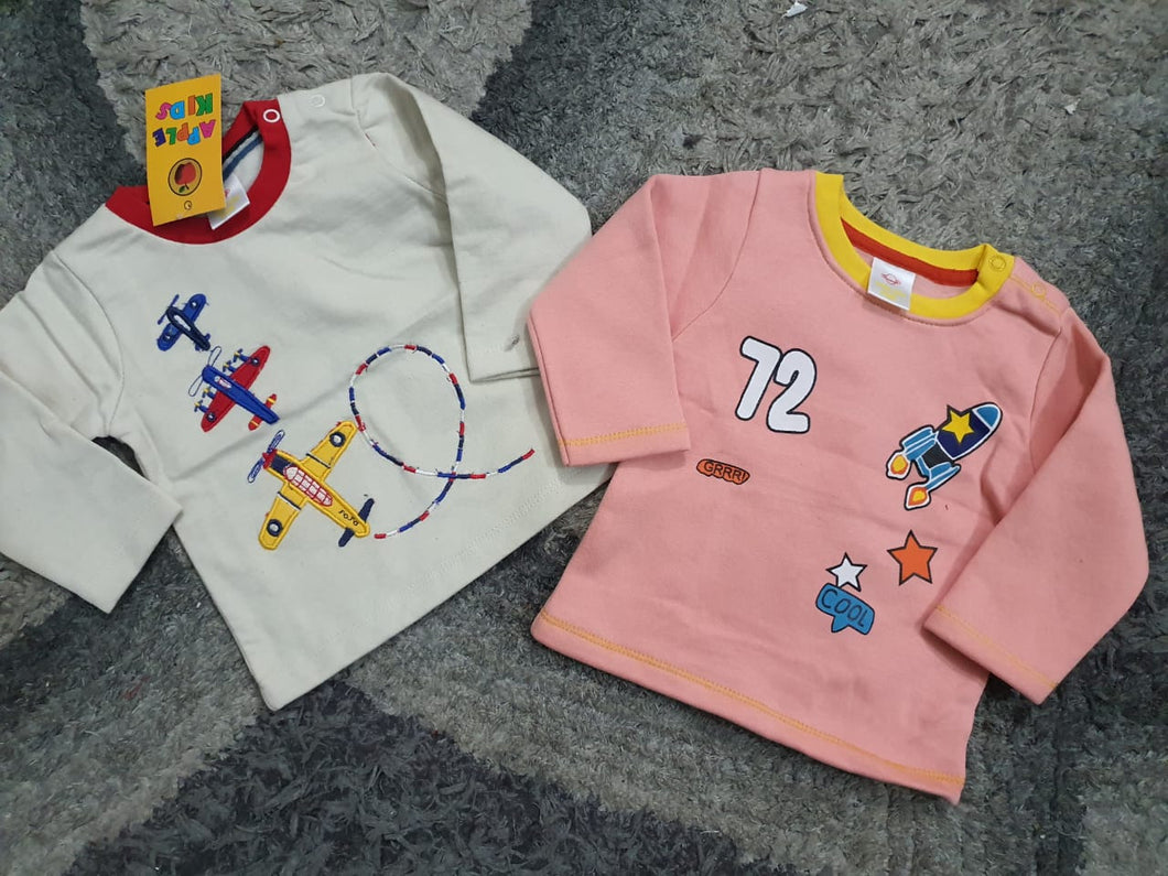 Kids Infant Branded Fleece/Terry Winter Warm Shirt 6-9 Months Pack of 2