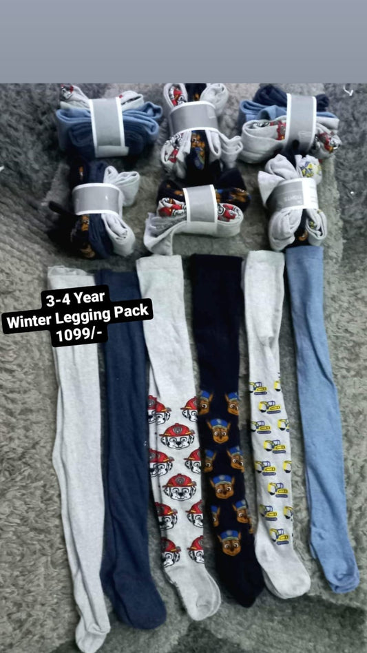 Kids Girls Boys bottoms  Winter Warm Leggings Pack of 3: 3-4 Year