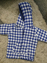 Load image into Gallery viewer, Kids Infant Boys Girls Oriignal Minnie Minors Blue Check Hoodie
