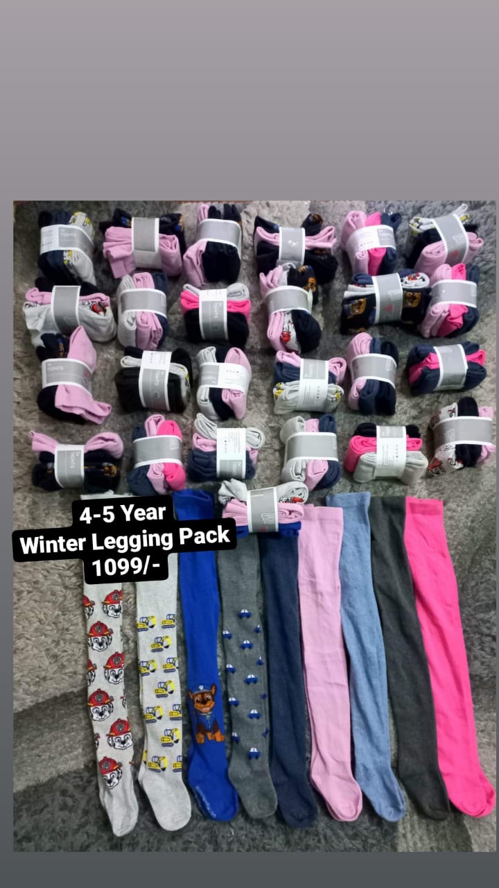 Kids Girls Boys Winter Warm Leggings Pack of 3: 4-5 Year
