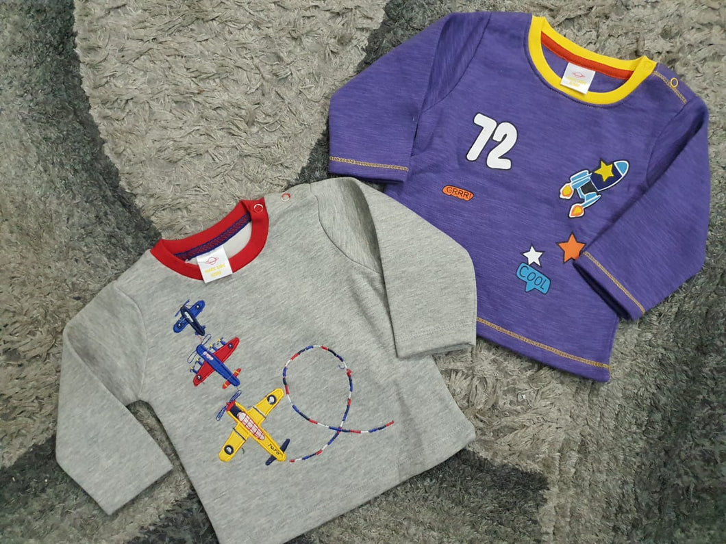 Kids Infant Branded Fleece/Terry Winter Warm Shirt 6-9 Months Pack of 2